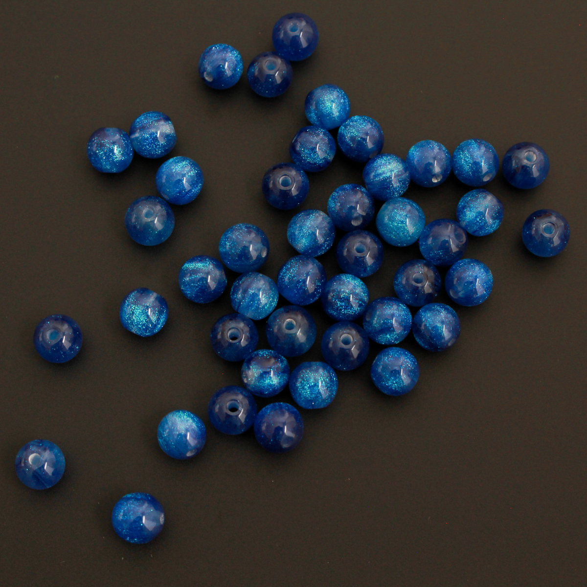 Starry Sky Rosary Beads – 8mm Round Blue Glitter Acrylic Beads, 60pcs