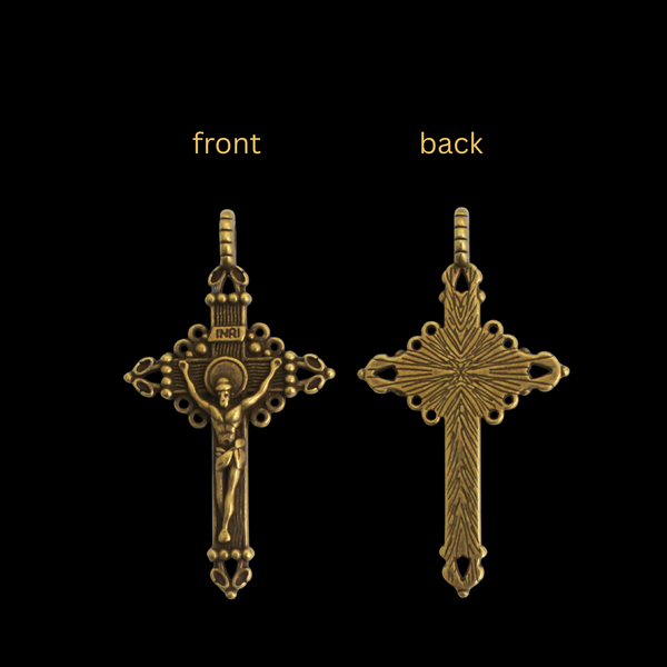 Ornate Crucifix Pendants 2" Long - Available in Four Colors - Sold in Packs of 3pcs