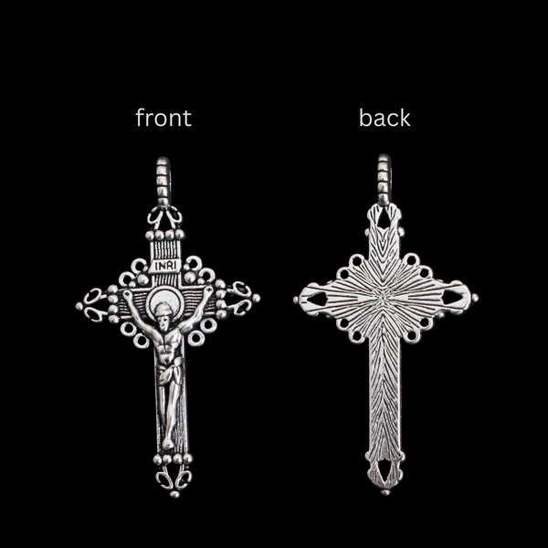 Ornate Crucifix Pendants 2" Long - Available in Four Colors - Sold in Packs of 3pcs