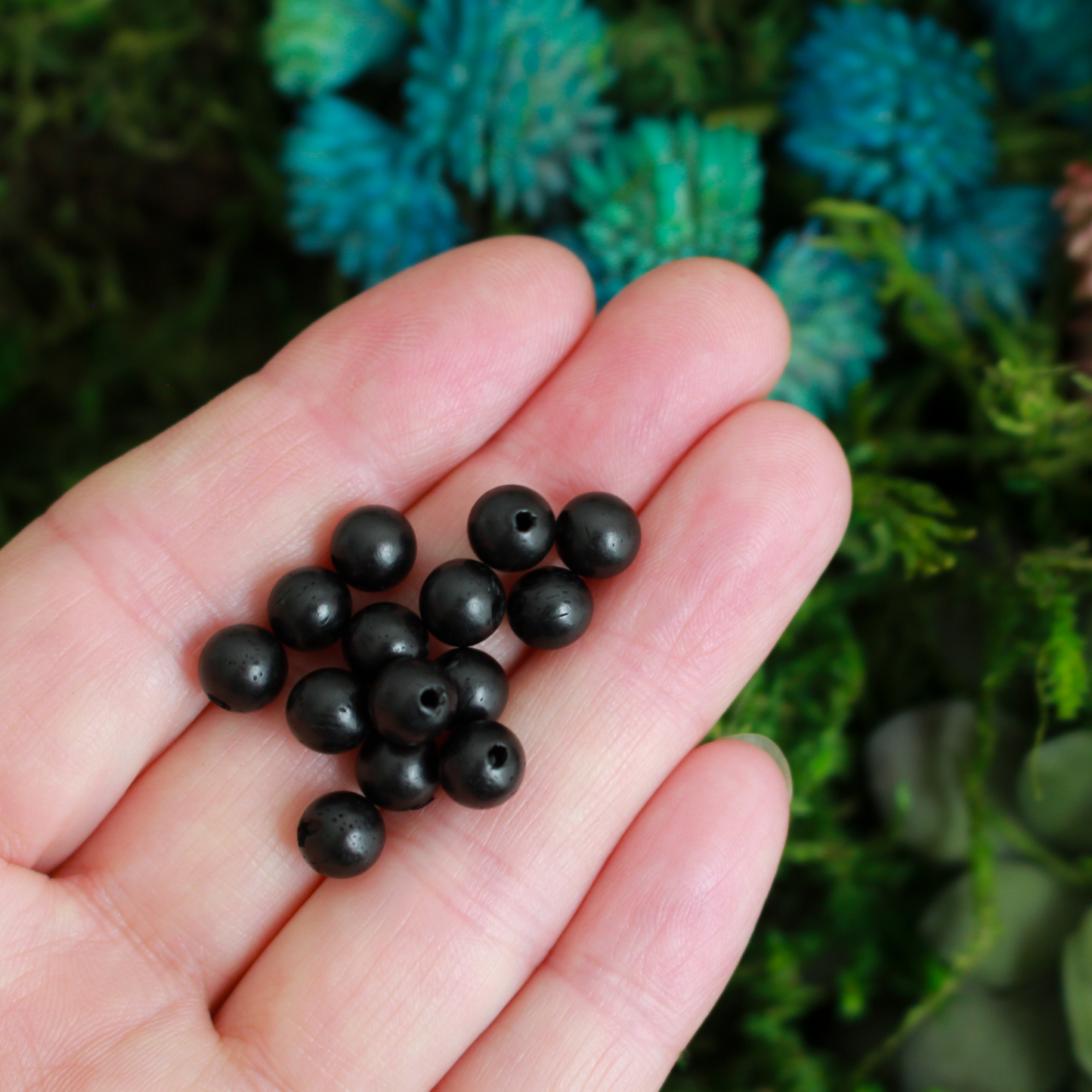 Waxed Wooden Black Beads - Available in 6mm or 8mm, 60pcs