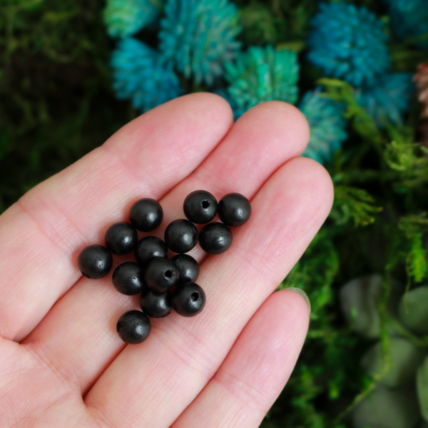 Waxed Wooden Black Beads - Available in 6mm or 8mm, 60pcs