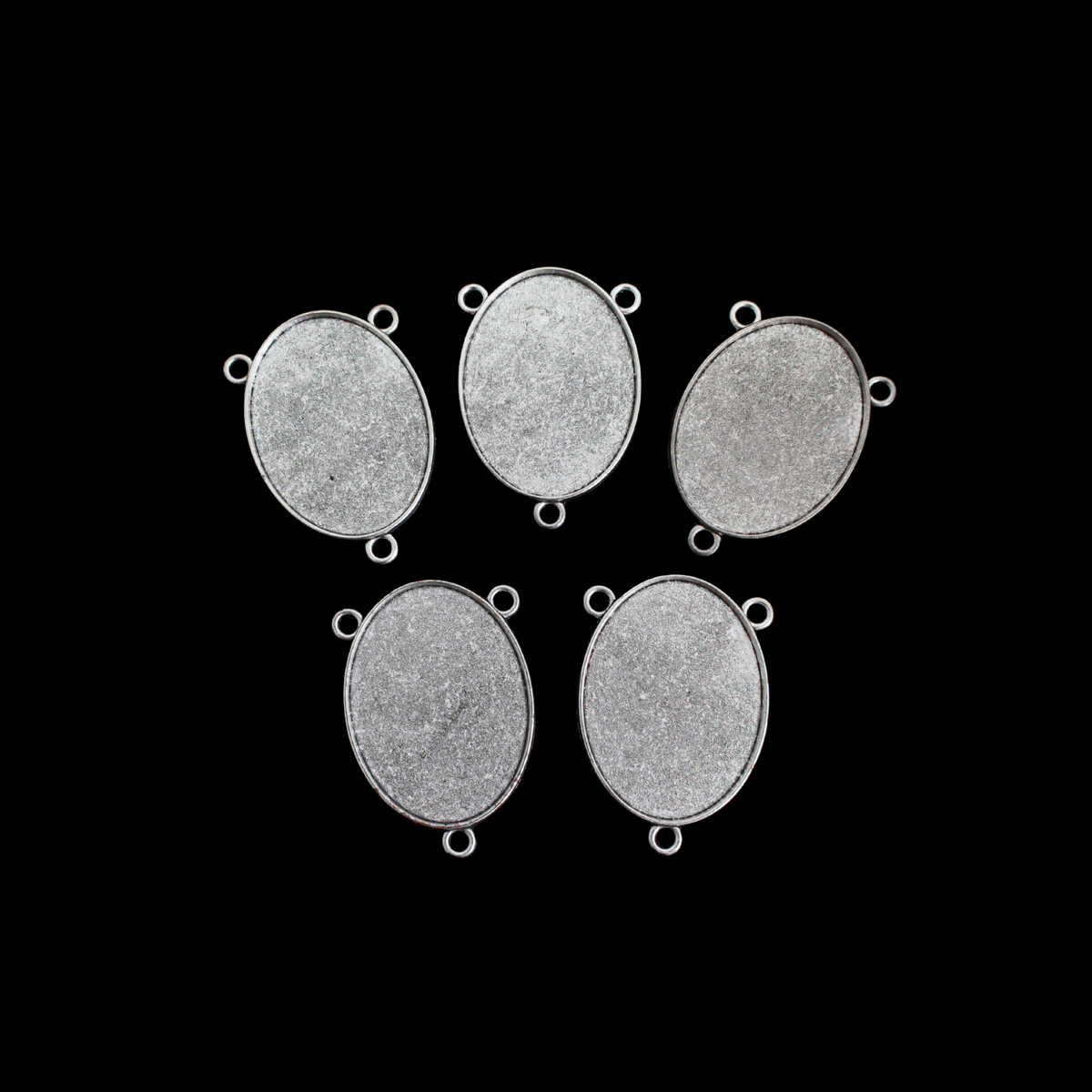 Large Rosary Centerpiece Blank Bezel Trays - Fits 40x30mm Oval Cabochon, 5pcs