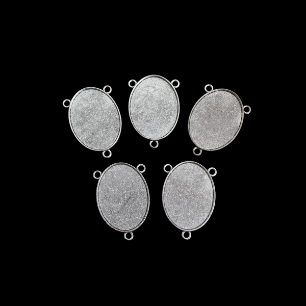 Large Rosary Centerpiece Blank Bezel Trays - Fits 40x30mm Oval Cabochon, 5pcs