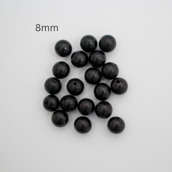 Waxed Wooden Black Beads - Available in 6mm or 8mm, 60pcs