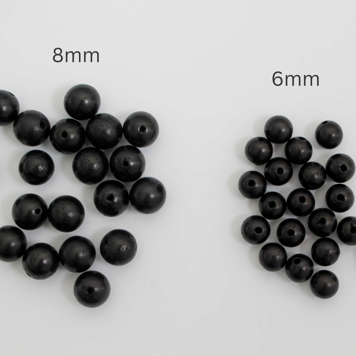 Waxed Wooden Black Beads - Available in 6mm or 8mm, 60pcs