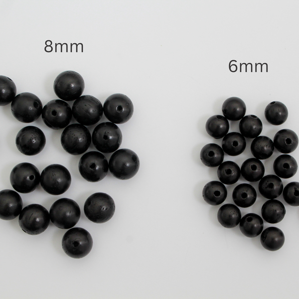 Waxed Wooden Black Beads - Available in 6mm or 8mm, 60pcs