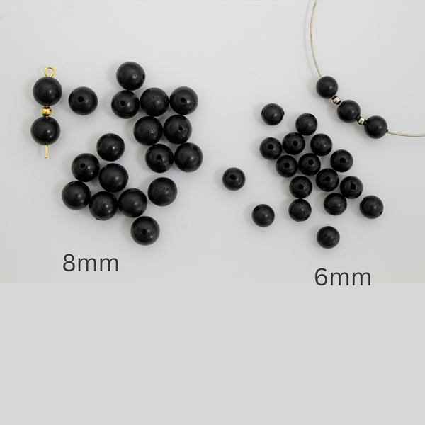 Waxed Wooden Black Beads - Available in 6mm or 8mm, 60pcs