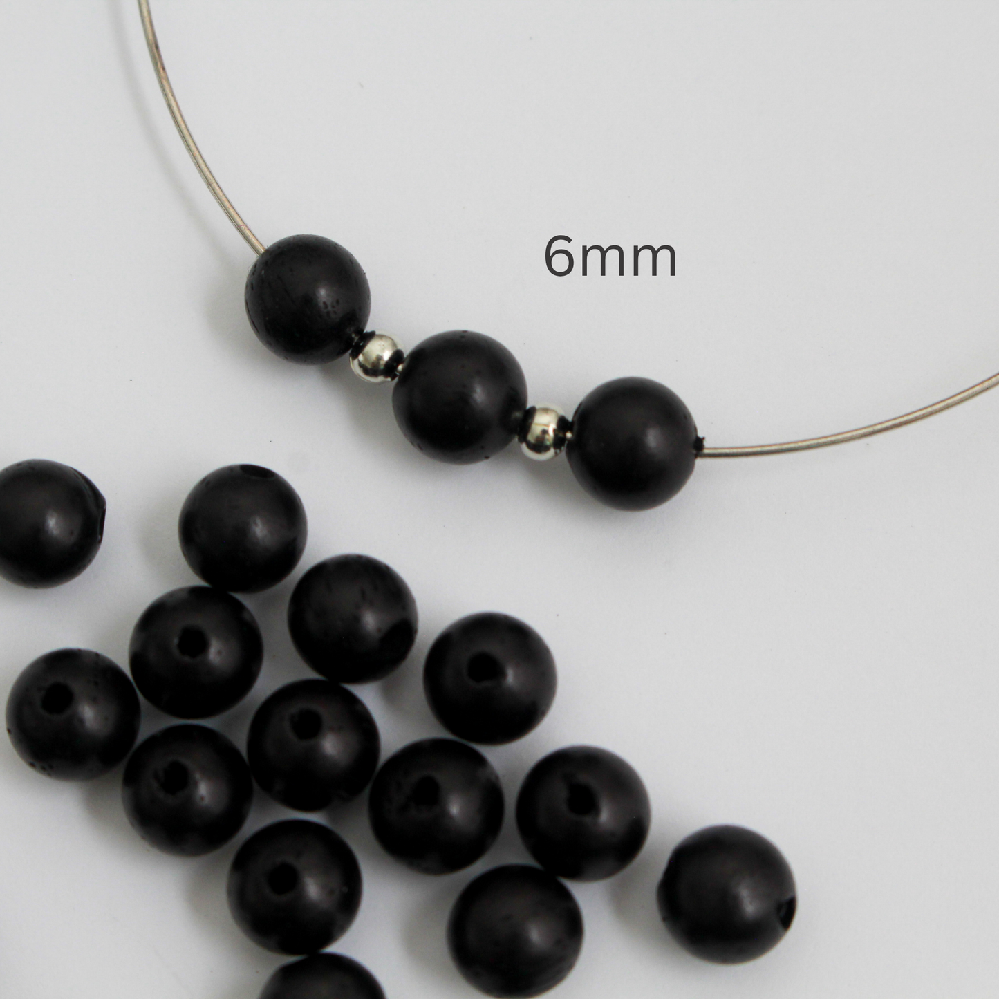 Waxed Wooden Black Beads - Available in 6mm or 8mm, 60pcs