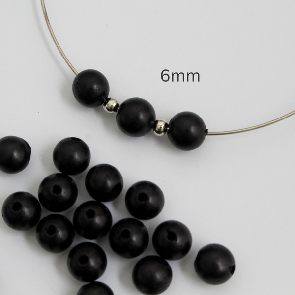 Waxed Wooden Black Beads - Available in 6mm or 8mm, 60pcs