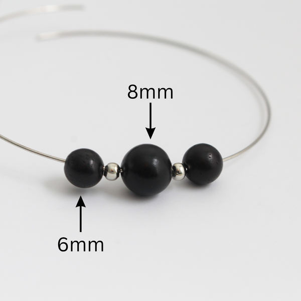 Waxed Wooden Black Beads - Available in 6mm or 8mm, 60pcs