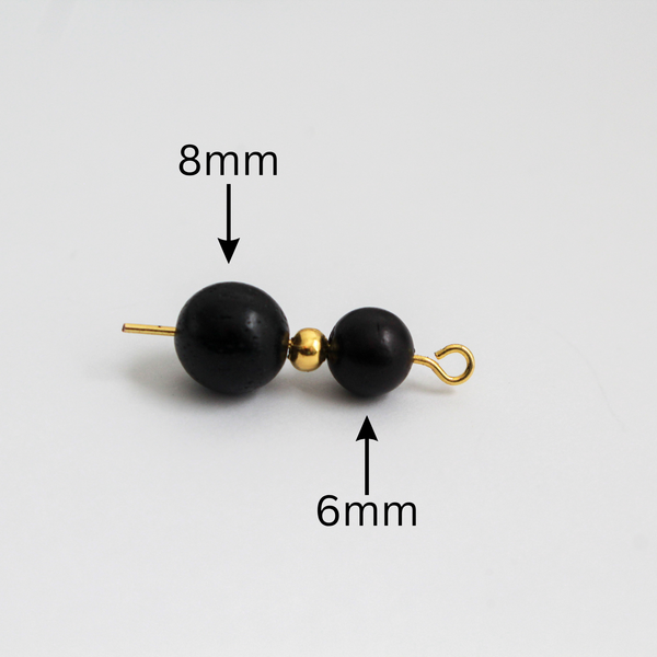 Waxed Wooden Black Beads - Available in 6mm or 8mm, 60pcs