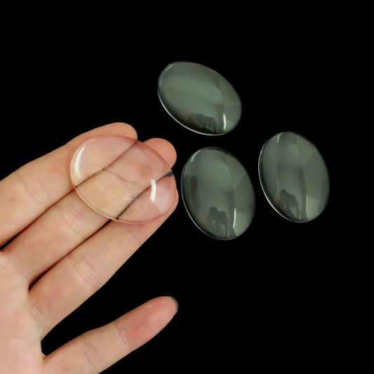 Clear Glass Oval Cabochons 30x40mm for Rosaries, Pendants, Magnets - 10pcs