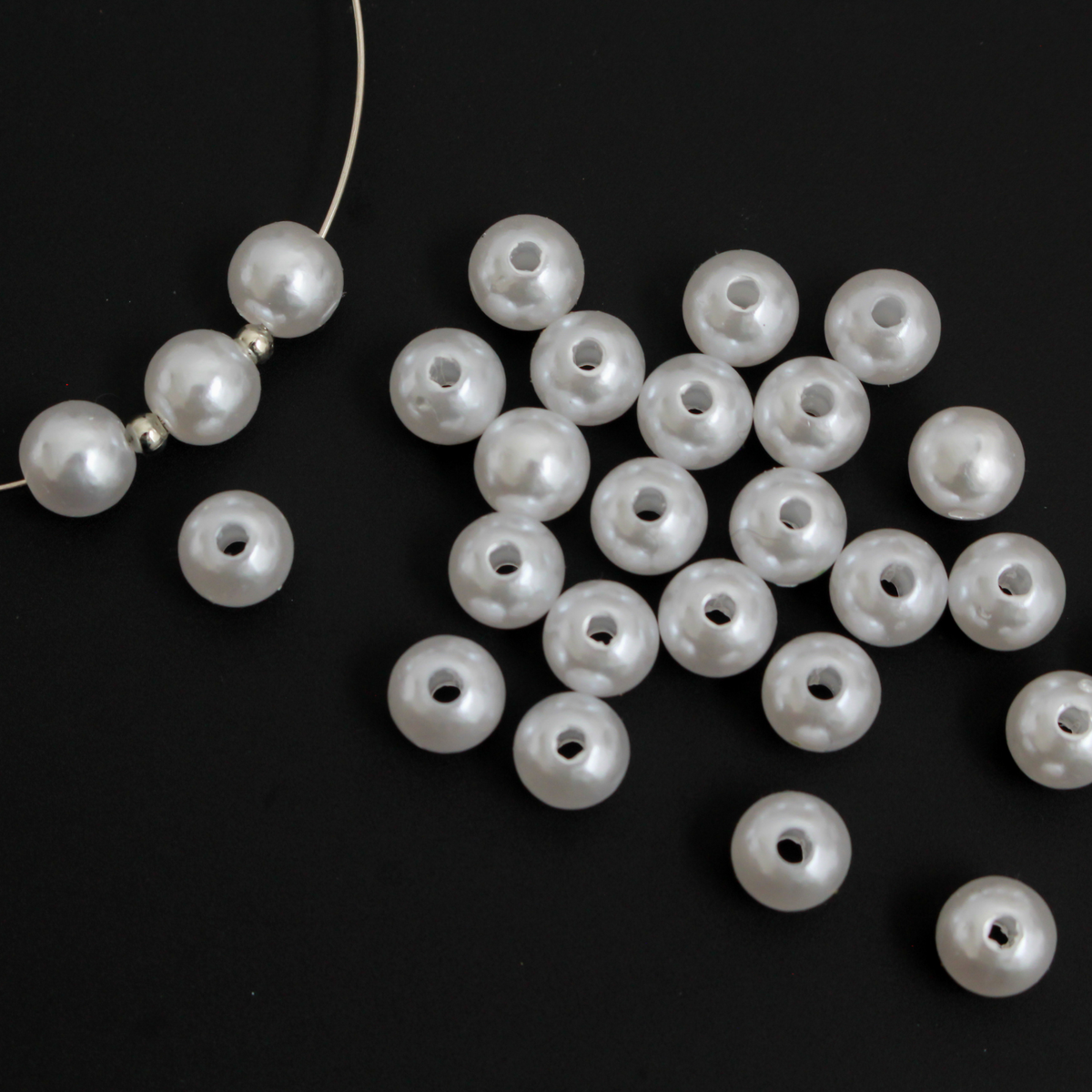 Imitation Pearl Beads, Bright White Color, Available in 4, 6, and 8mm - 60pcs