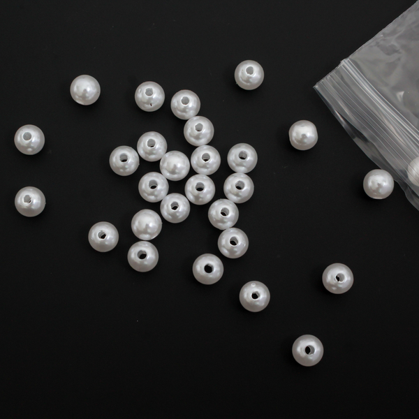 Imitation Pearl Beads, Bright White Color, Available in 4, 6, and 8mm - 60pcs