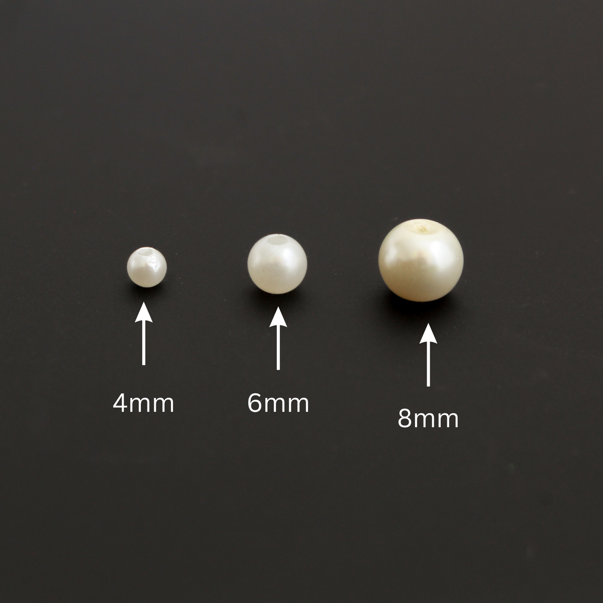 Imitation Pearl Beads, Creamy White Color, Available in 4, 6, and 8mm