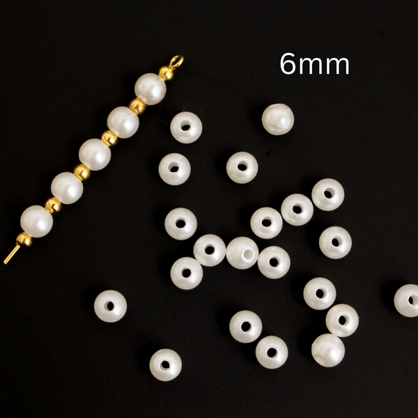 Imitation Pearl Beads, Creamy White Color, Available in 4, 6, and 8mm