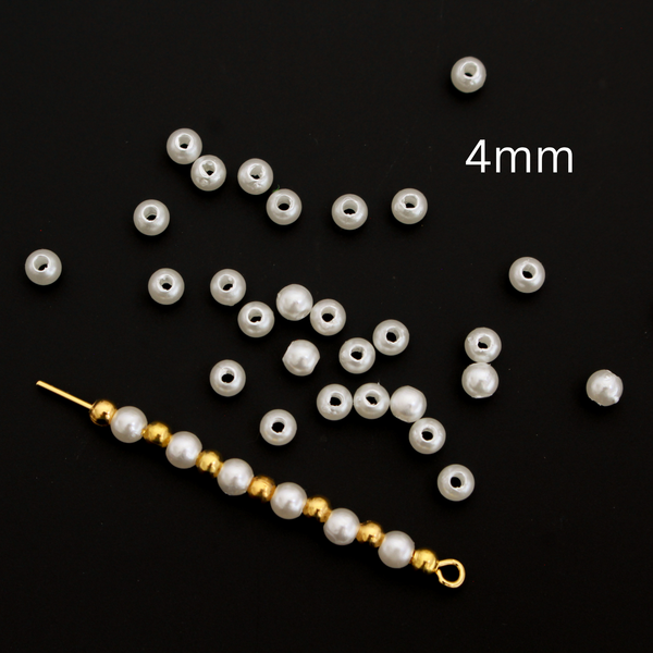 Imitation Pearl Beads, Creamy White Color, Available in 4, 6, and 8mm