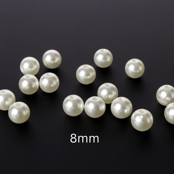Imitation Pearl Beads, Creamy White Color, Available in 4, 6, and 8mm