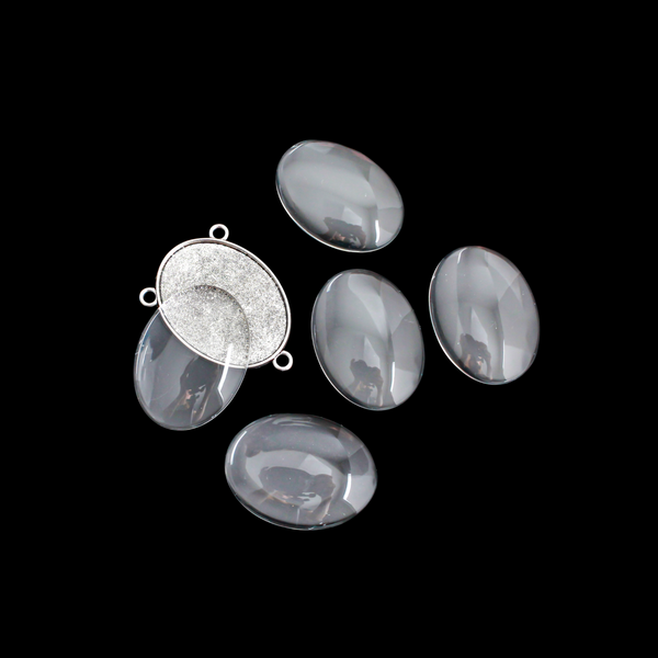 Large Rosary Centerpiece Blank Bezel Trays - Fits 40x30mm Oval Cabochon, 5pcs