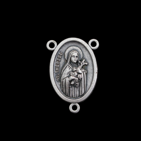 Saint Therese of Lisieux Rosary Centerpiece with Third Class Relic - Made in Italy