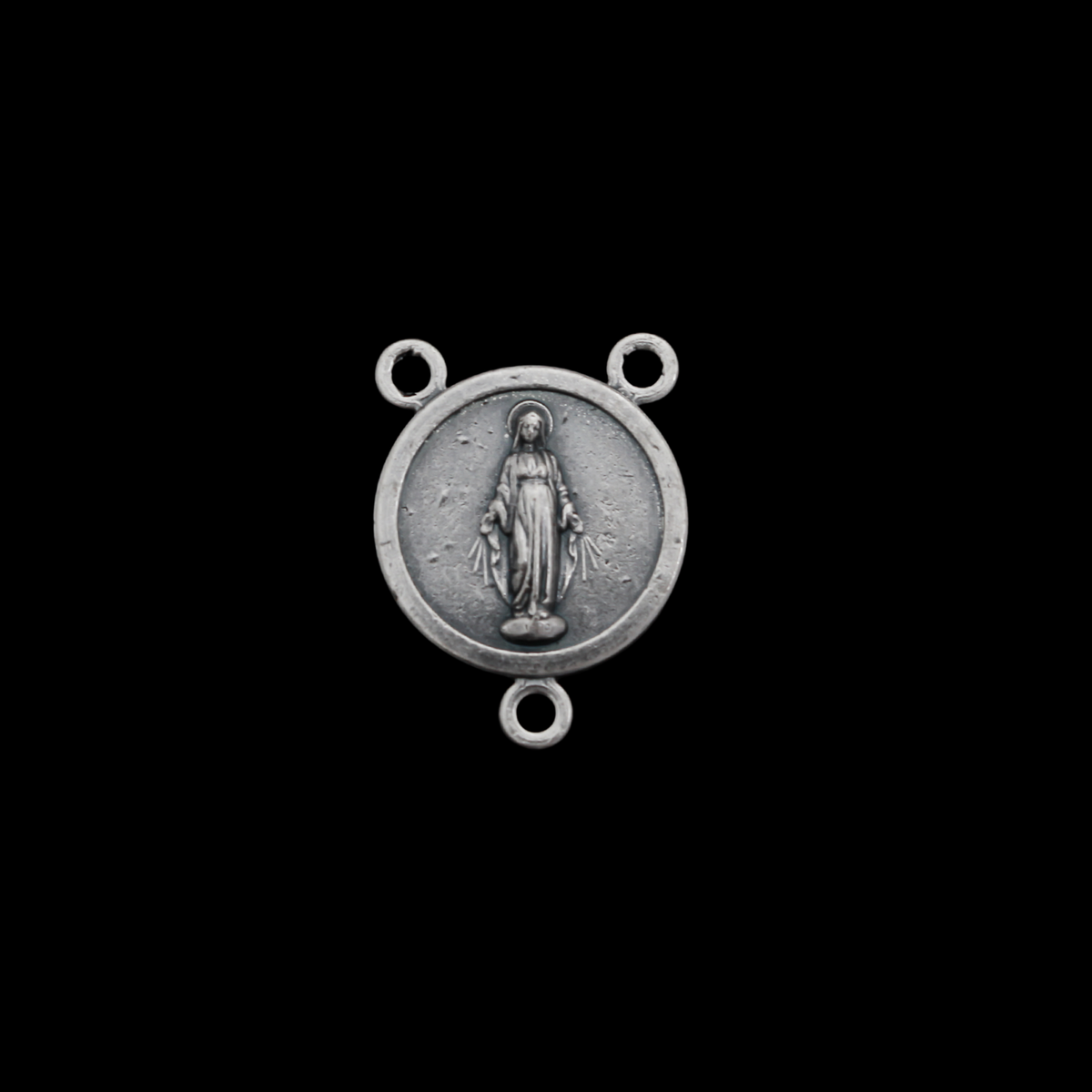 Small Round Miraculous Medal Rosary Centerpiece 3/4" long (20mm), Made in Italy