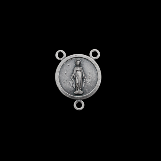 Small Round Miraculous Medal Rosary Centerpiece 3/4" long (20mm), Made in Italy