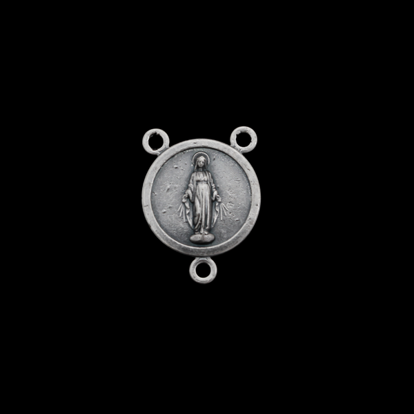 Small Round Miraculous Medal Rosary Centerpiece 3/4" long (20mm), Made in Italy