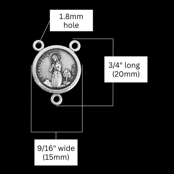 Saint Bernadette of Lourdes Rosary Centerpiece 3/4" long (20mm), Made in Italy