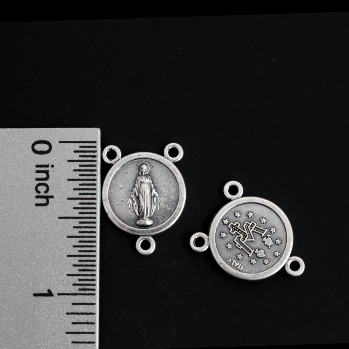 Small Round Miraculous Medal Rosary Centerpiece 3/4" long (20mm), Made in Italy
