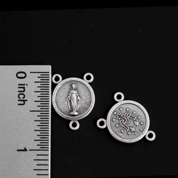 Small Round Miraculous Medal Rosary Centerpiece 3/4" long (20mm), Made in Italy