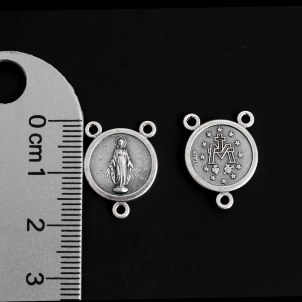 Small Round Miraculous Medal Rosary Centerpiece 3/4" long (20mm), Made in Italy