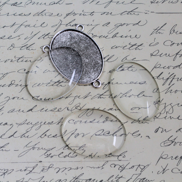 Clear Glass Oval Cabochons 30x40mm for Rosaries, Pendants, Magnets - 10pcs