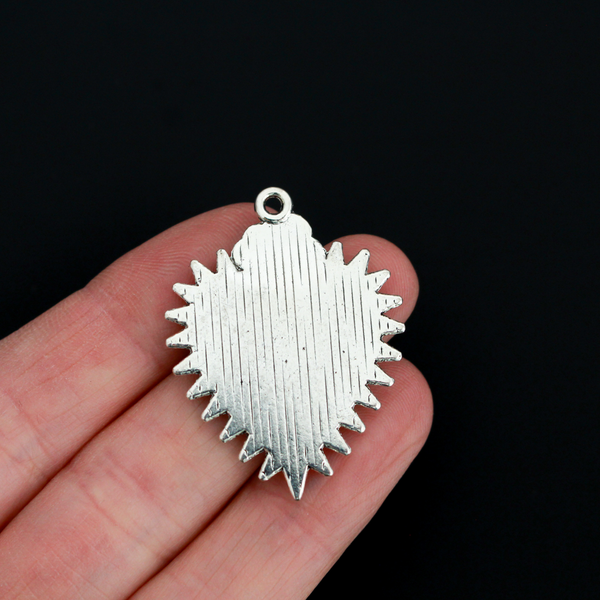 Ex Voto Milagro Style Charms Sacred Heart Eye of Providence - All Seeing Eye - 38mm Long, 5pcs