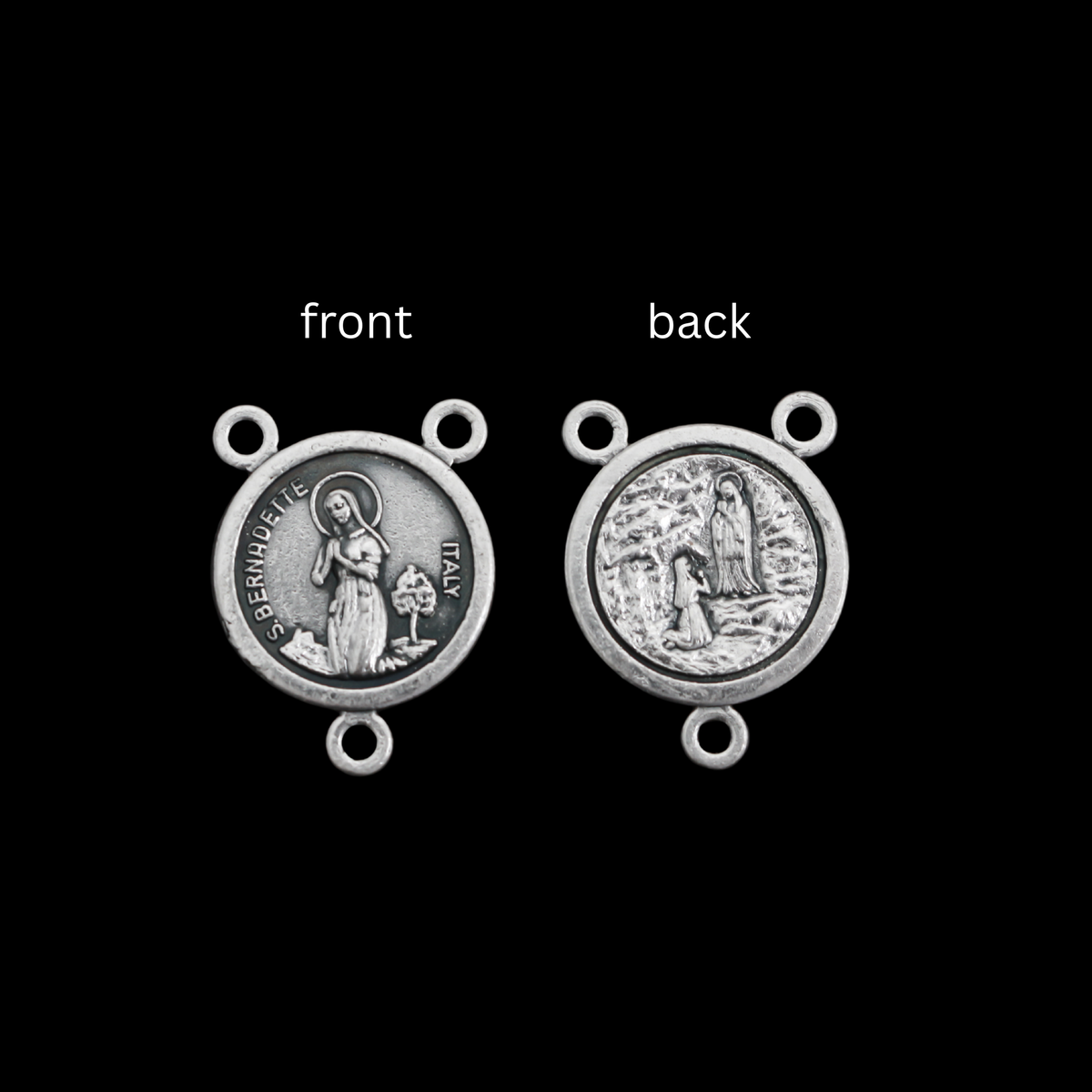 Saint Bernadette of Lourdes Rosary Centerpiece 3/4" long (20mm), Made in Italy