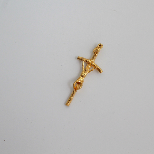 Gold Papal Crucifix Pendant of Pope Saint John Paul II - Manzu's Crucifix Cross 1.75" Long