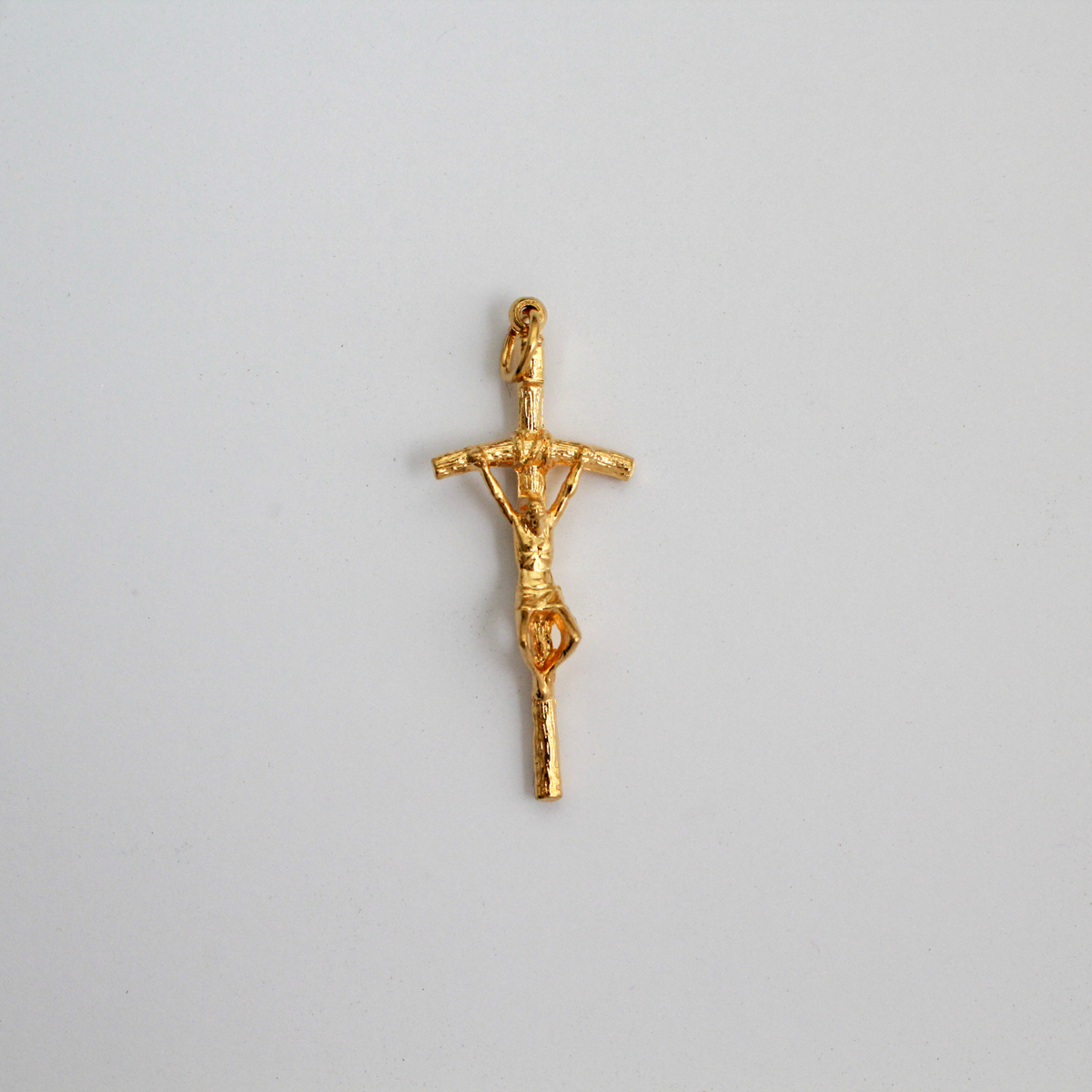 Gold Papal Crucifix Pendant of Pope Saint John Paul II - Manzu's Crucifix Cross 1.75" Long