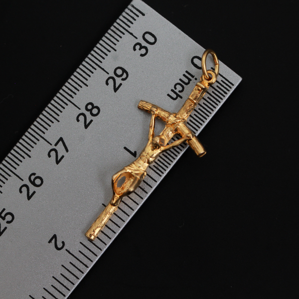 Gold Papal Crucifix Pendant of Pope Saint John Paul II - Manzu's Crucifix Cross 1.75" Long