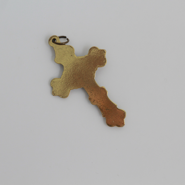Bronze Ornate Fleur-de-Lis Crucifix Cross, 2" Long