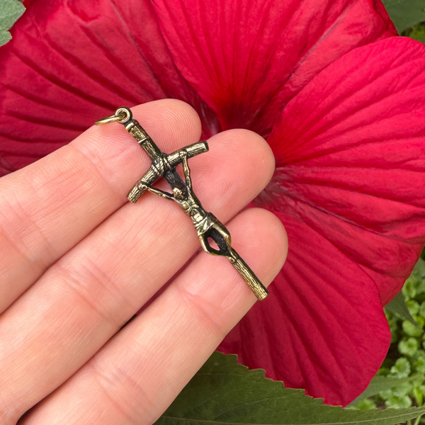 Bronze Papal Crucifix Pendant of Pope Saint John Paul II - Manzu's Crucifix Cross 1.75" Long