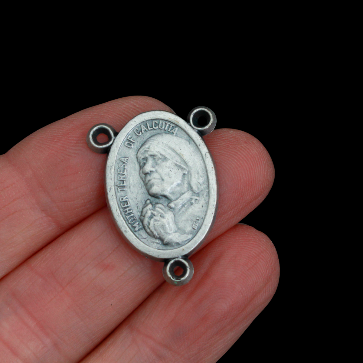 Mother Teresa of Calcutta Rosary Centerpiece with The Sacred Heart of Jesus, Made in Italy