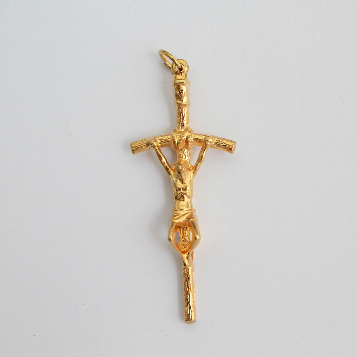 Gold Papal Crucifix Pendant of Pope Saint John Paul II - Manzu's Crucifix Cross 2.25" Long