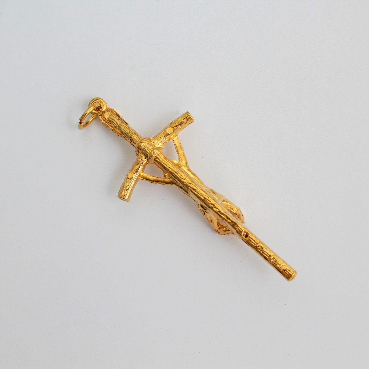 Gold Papal Crucifix Pendant of Pope Saint John Paul II - Manzu's Crucifix Cross 2.25" Long