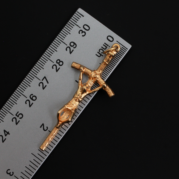 Gold Papal Crucifix Pendant of Pope Saint John Paul II - Manzu's Crucifix Cross 2.25" Long