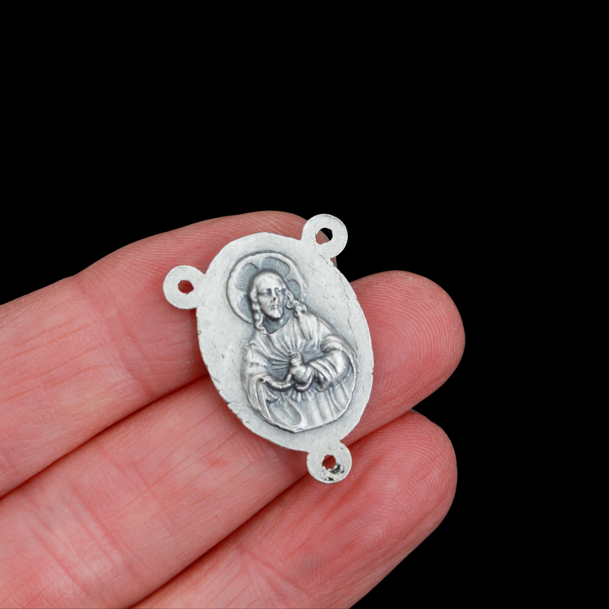 Mother Teresa of Calcutta Rosary Centerpiece with The Sacred Heart of Jesus, Made in Italy