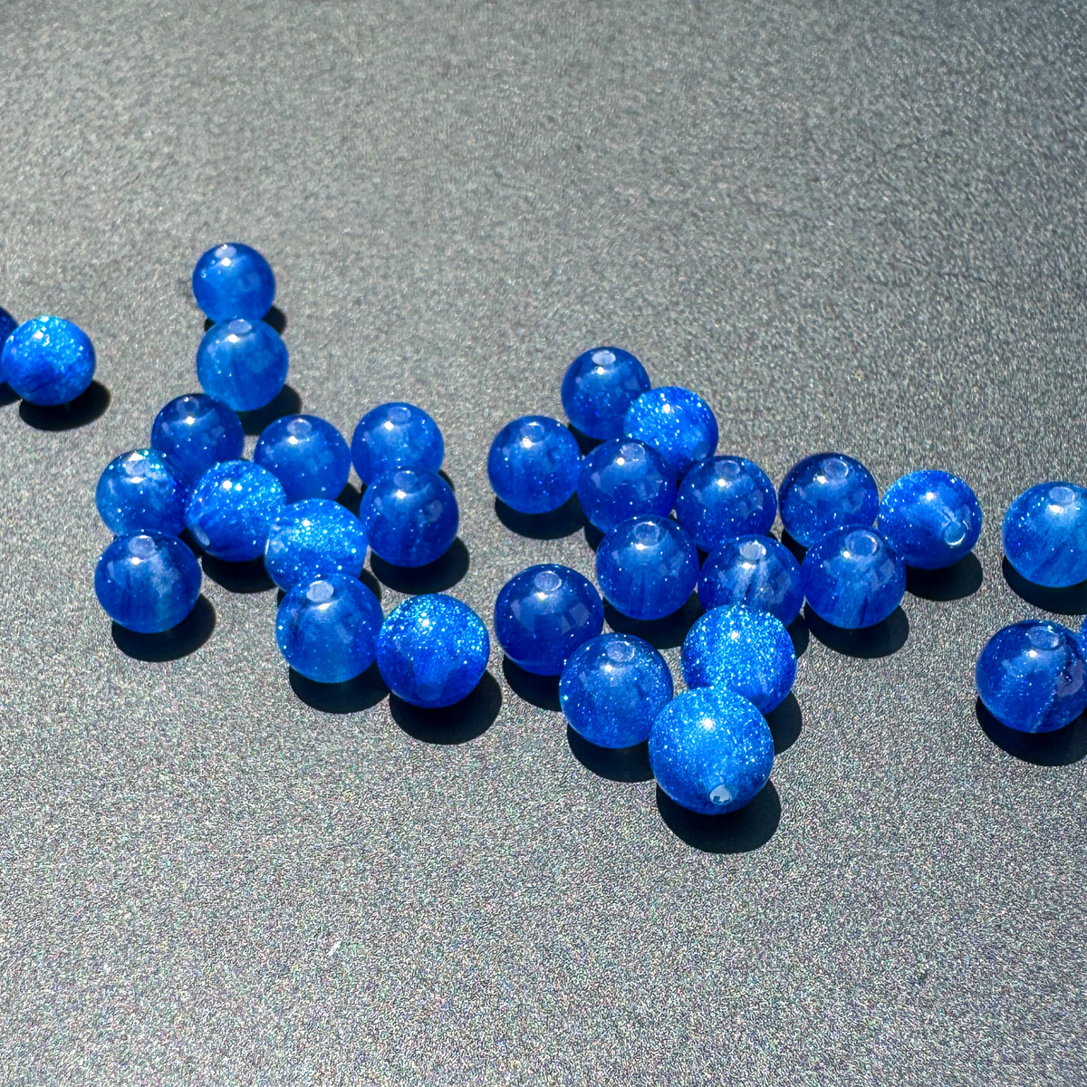 Starry Sky Rosary Beads – 8mm Round Blue Glitter Acrylic Beads, 60pcs