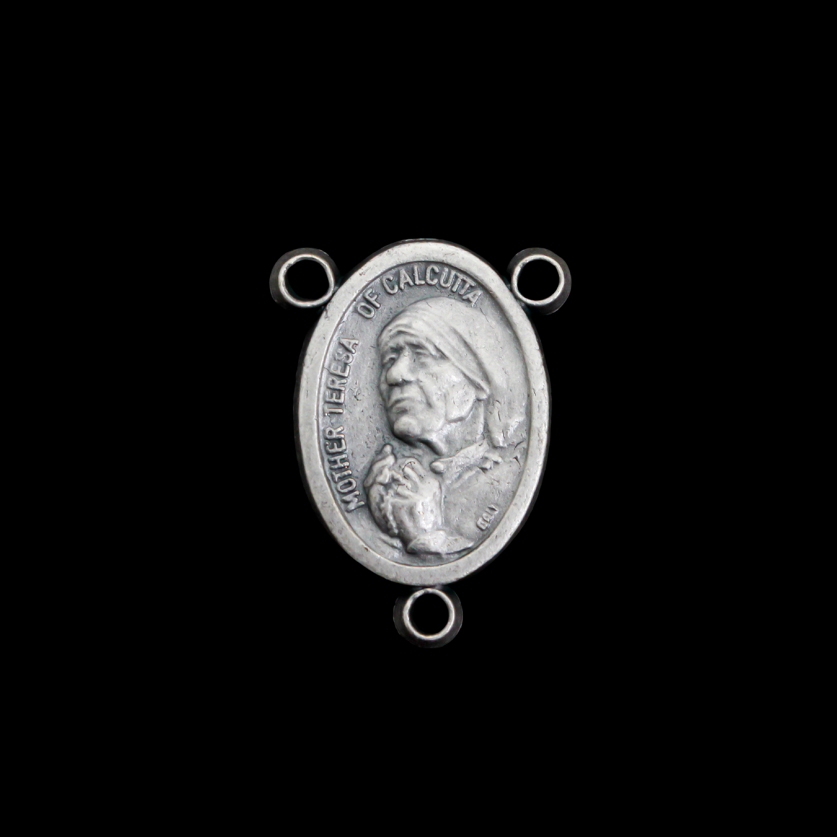 Mother Teresa of Calcutta Rosary Centerpiece with The Sacred Heart of Jesus, Made in Italy