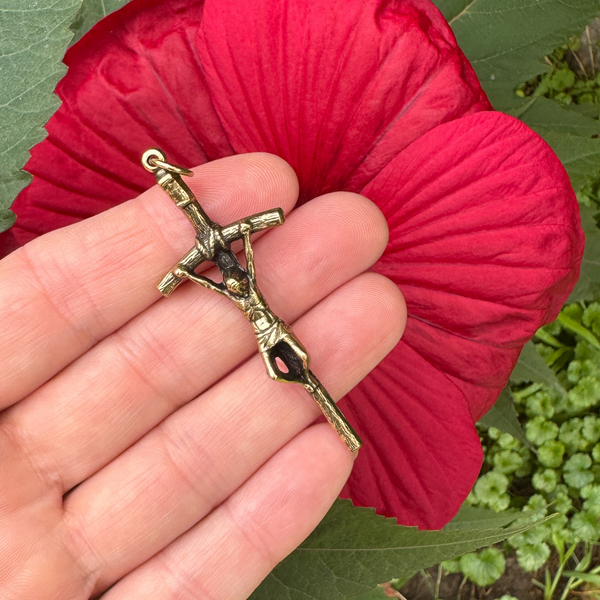 Bronze Papal Crucifix Pendant of Pope Saint John Paul II - Manzu's Crucifix Cross 2.25" Long