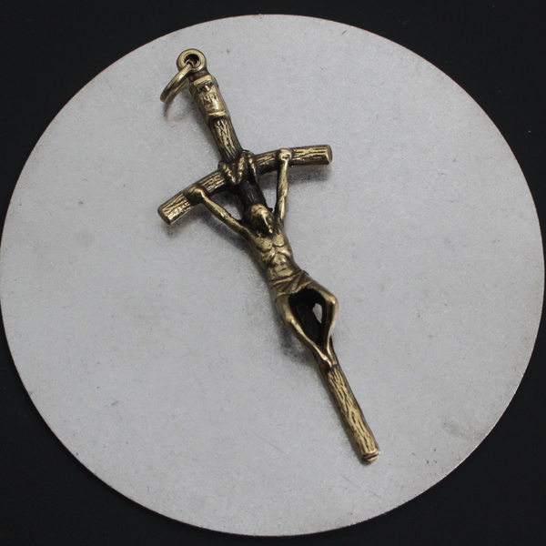 Bronze Papal Crucifix Pendant of Pope Saint John Paul II - Manzu's Crucifix Cross 2.25" Long