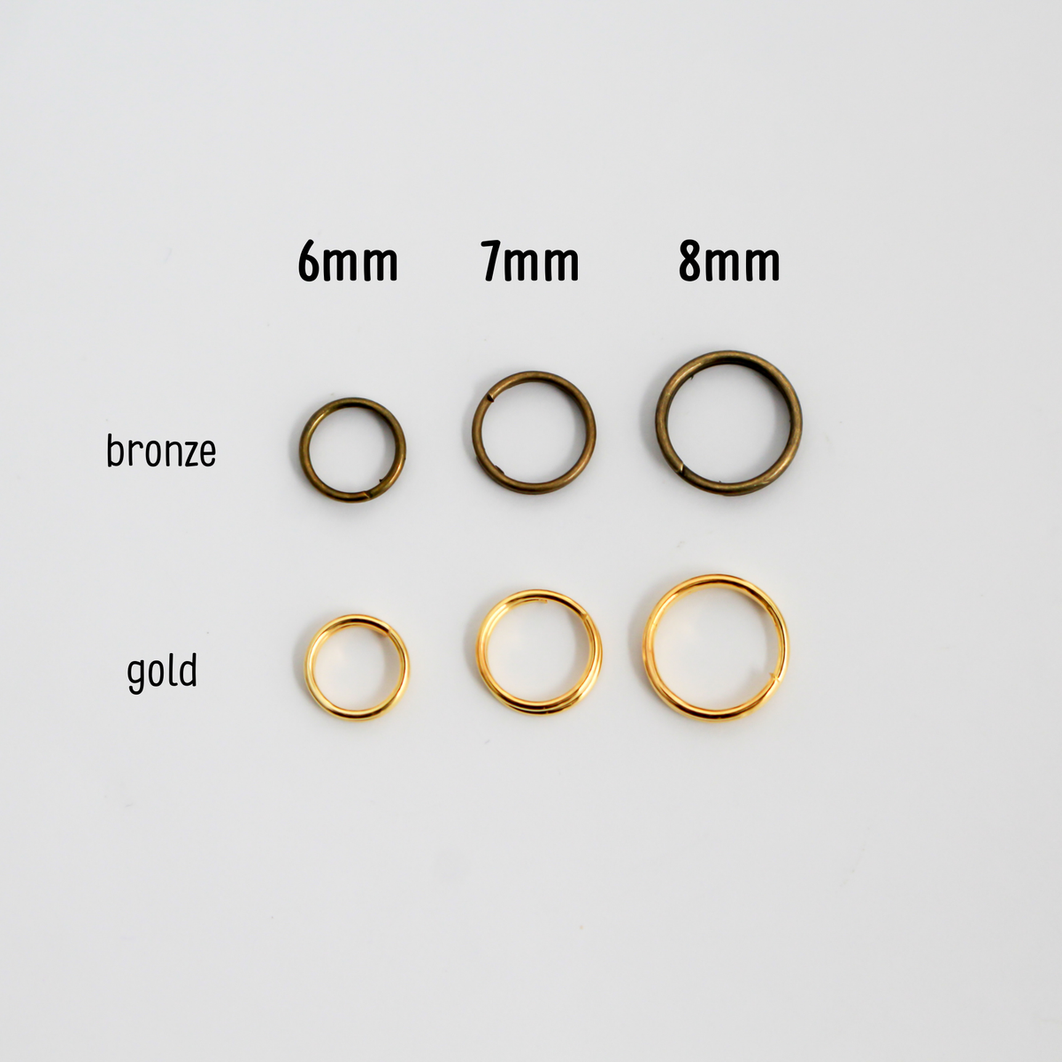 Iron Split Jump Rings - 6mm 7mm 8mm - Available in Bronze and Gold in packages of 100pcs