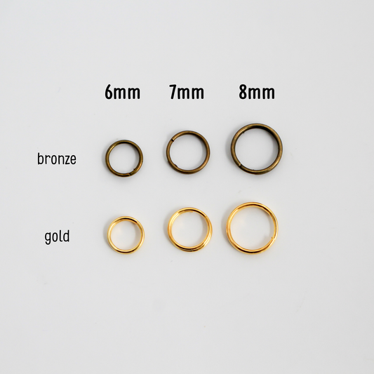 Iron Split Jump Rings - 6mm 7mm 8mm - Available in Bronze and Gold in packages of 100pcs